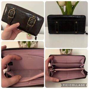 Coach Vintage Soho Zoe Wallet with Buckles and Lavender Interior